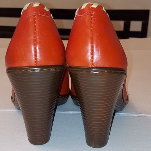 Born Red Bow Peep Toe Chunky Heels Sz 9 - Picture 6 of 9